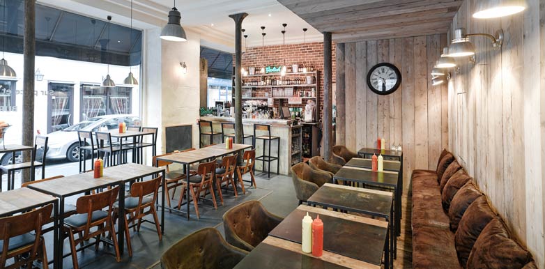 Aménagement d'un restaurant à burgers par un architecte commercial de la région Hauts-de-France