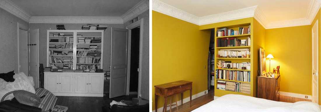 Avant - aprés salon d'un appartement aprés renovation par un architecte d'intérieur à Lille