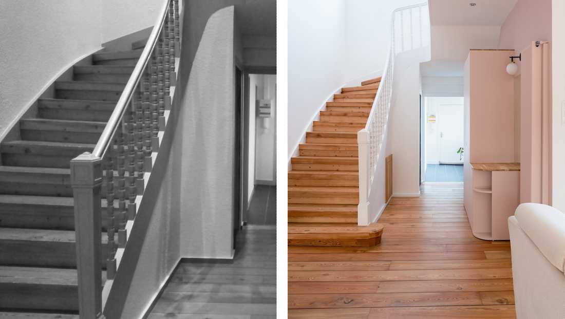 Avant - Après : Rénovation de l'entrée et de l'escalier intérieur d'un duplex à Lille
