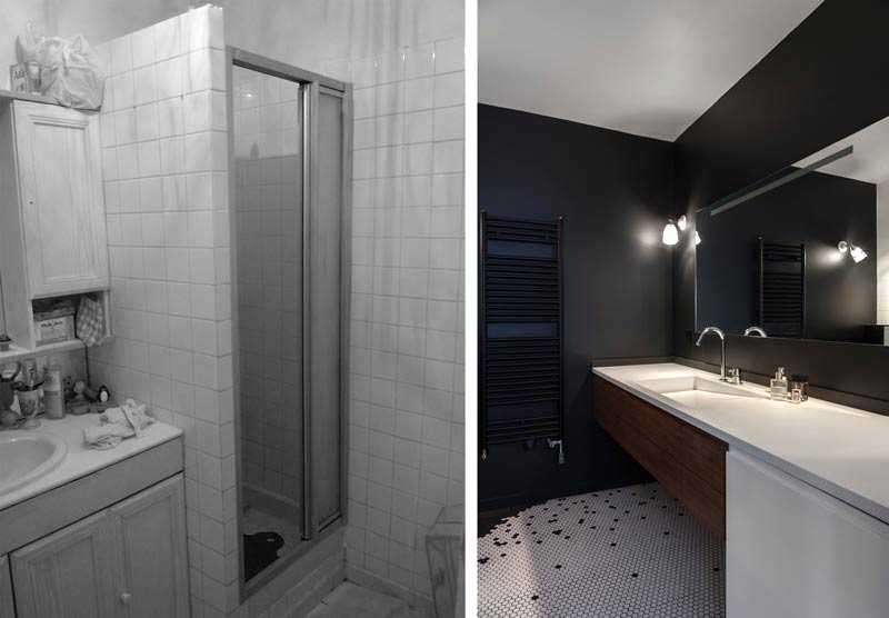 Une architecture d'intérieur rénove une salle de bain dans un appartement