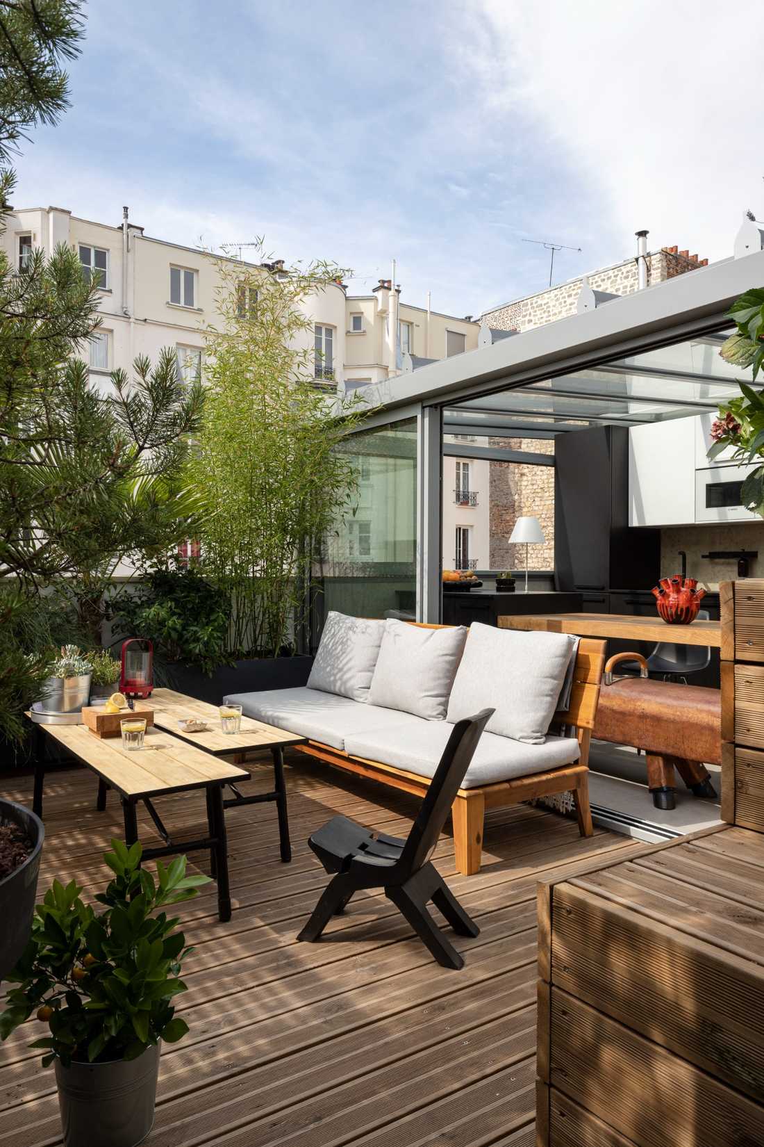 Toit-terrasse amenagé par un architecte d'interieur à Lille