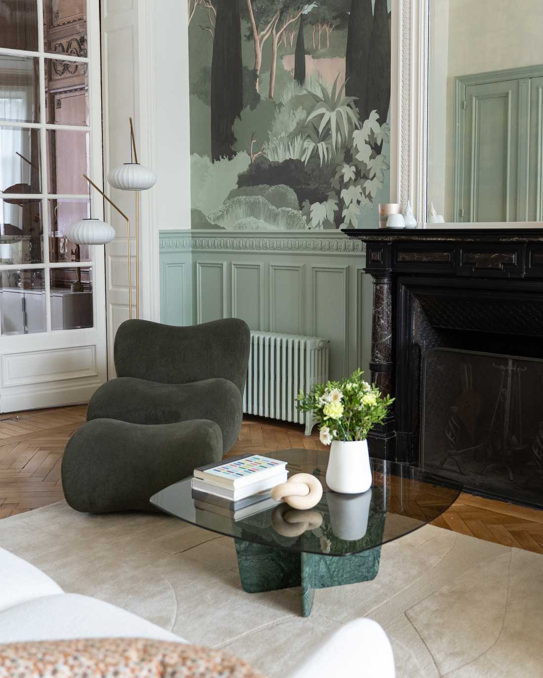 Salon d'une maison de maître à Roubaix rénové par un architecte d'intérieur basé dans la région lilloise