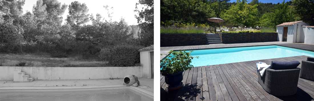 Avant-après : relooking d'un jardin avec piscine par un paysagiste à Lille