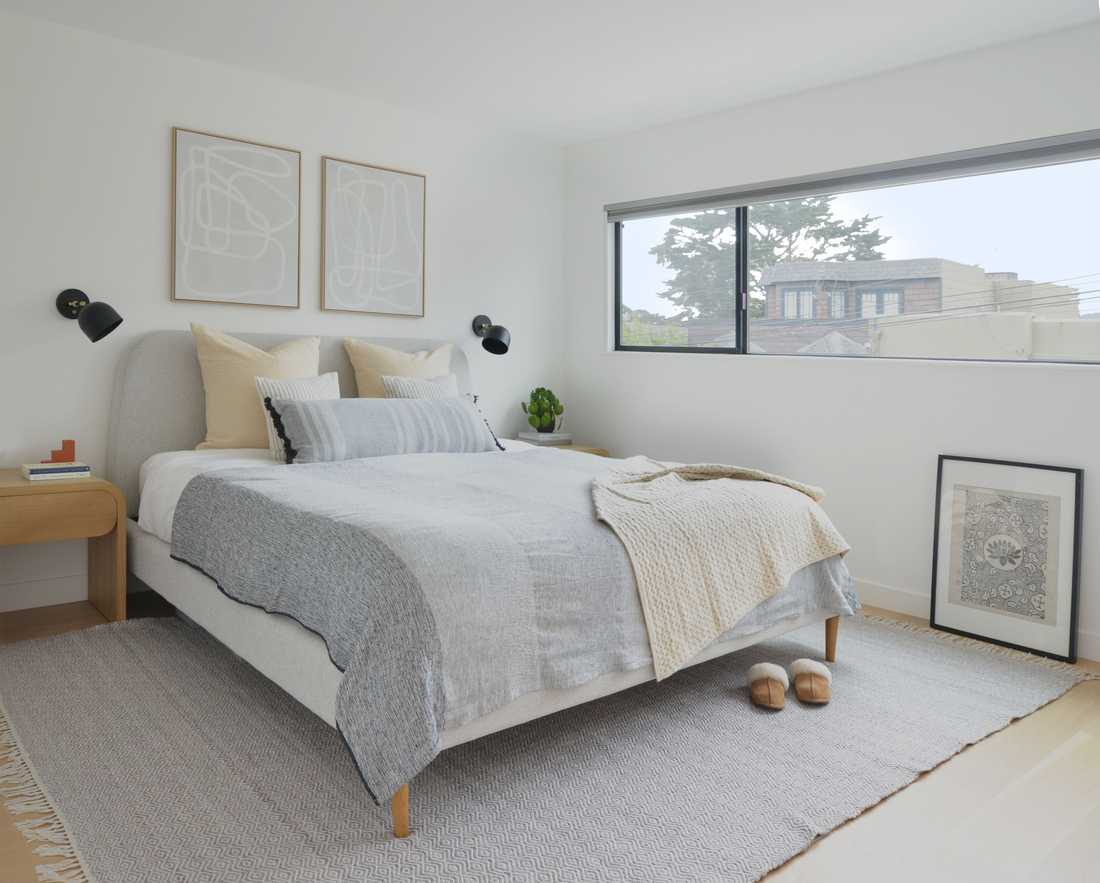 Chambre parentale épurée et chaleureuse aménagé par une décoratrice d'intérieur à Lille
