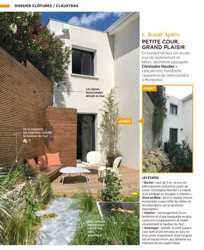 Article du magazine Maison Créative sur l'aménagement paysager d'une cour