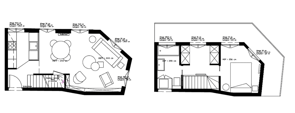 Plan de l'architecture intérieur d'un duplex à Lille