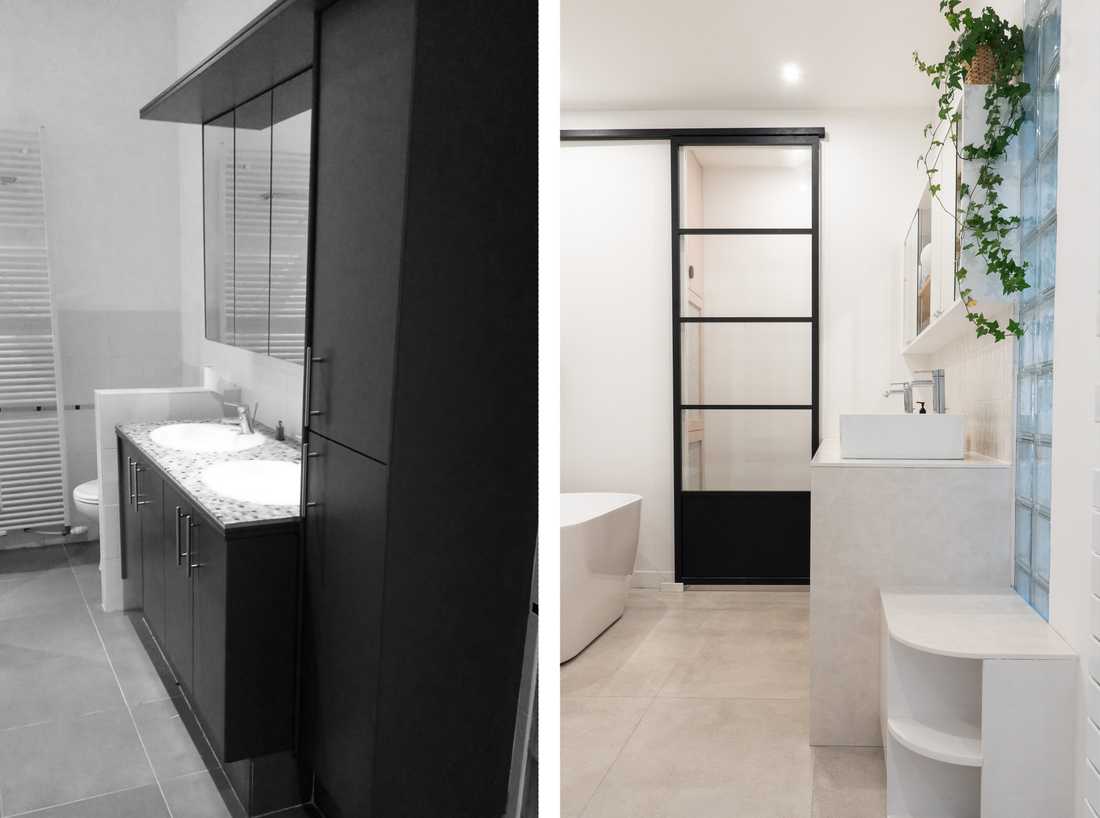 Avant - Après : Rénovation de la salle de bain du duplex à Lille par un architecte d'intérieur 